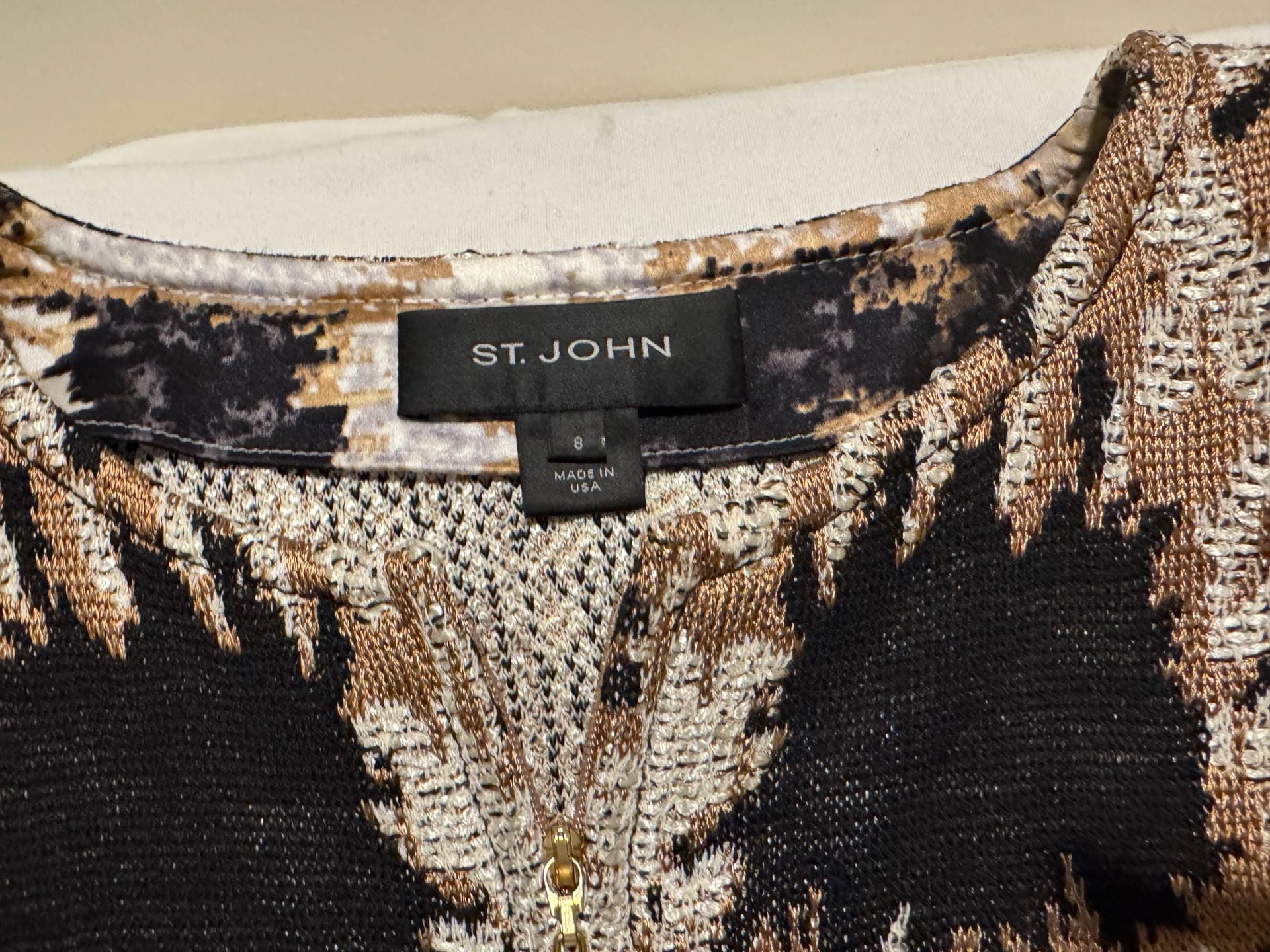 St. John Knits Geometric Jacquard Zip-Front Jacket 5