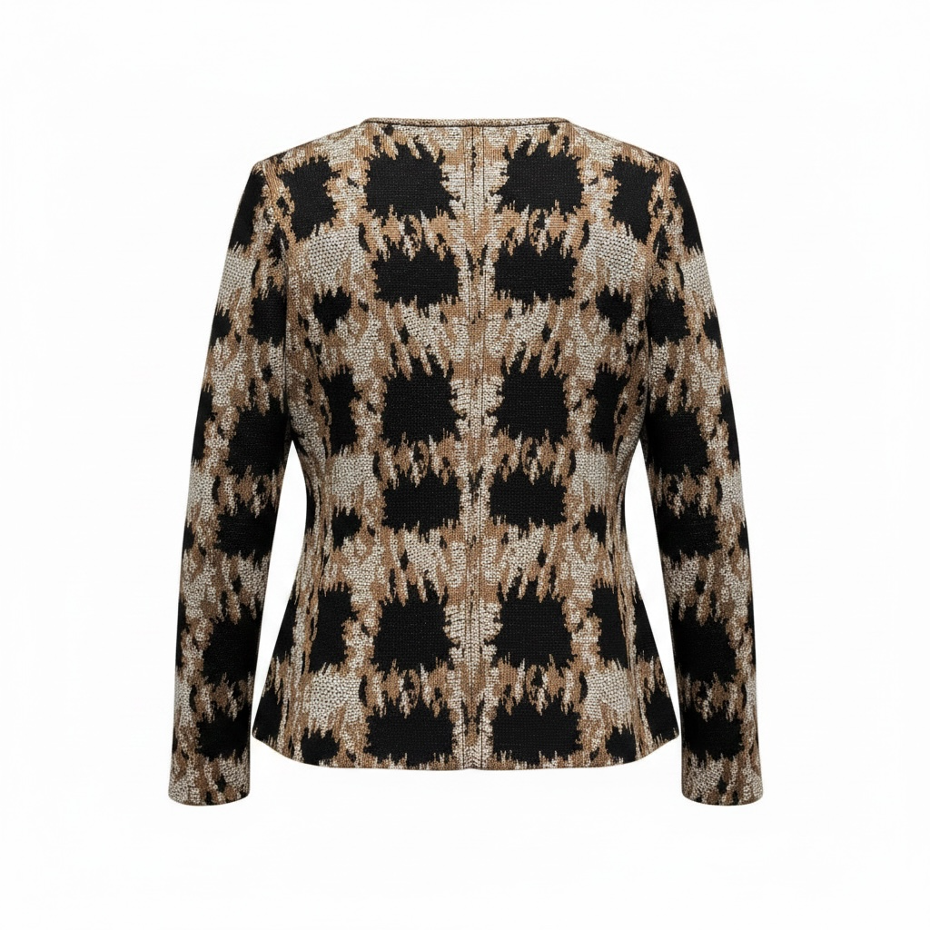 St. John Knits Geometric Jacquard Zip-Front Jacket 3