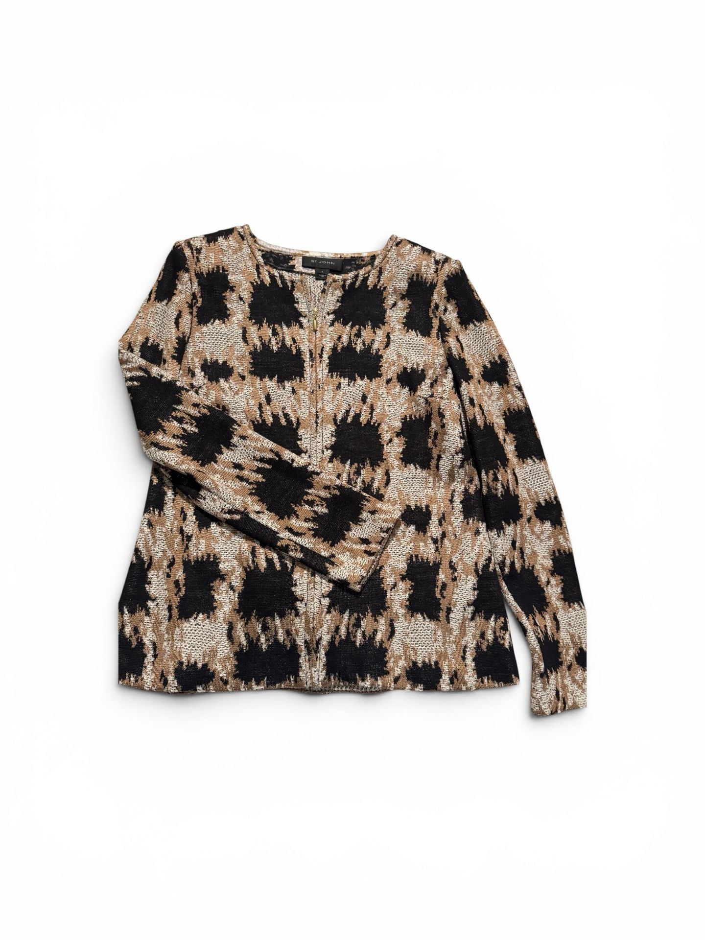 St. John Knits Geometric Jacquard Zip-Front Jacket 7