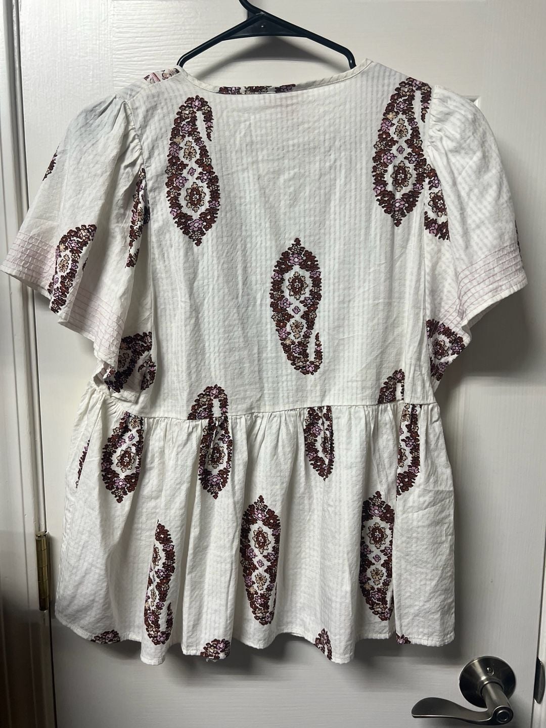 Knox Rose Women's Paisley Embroidered Babydoll Blouse with Tassels 3