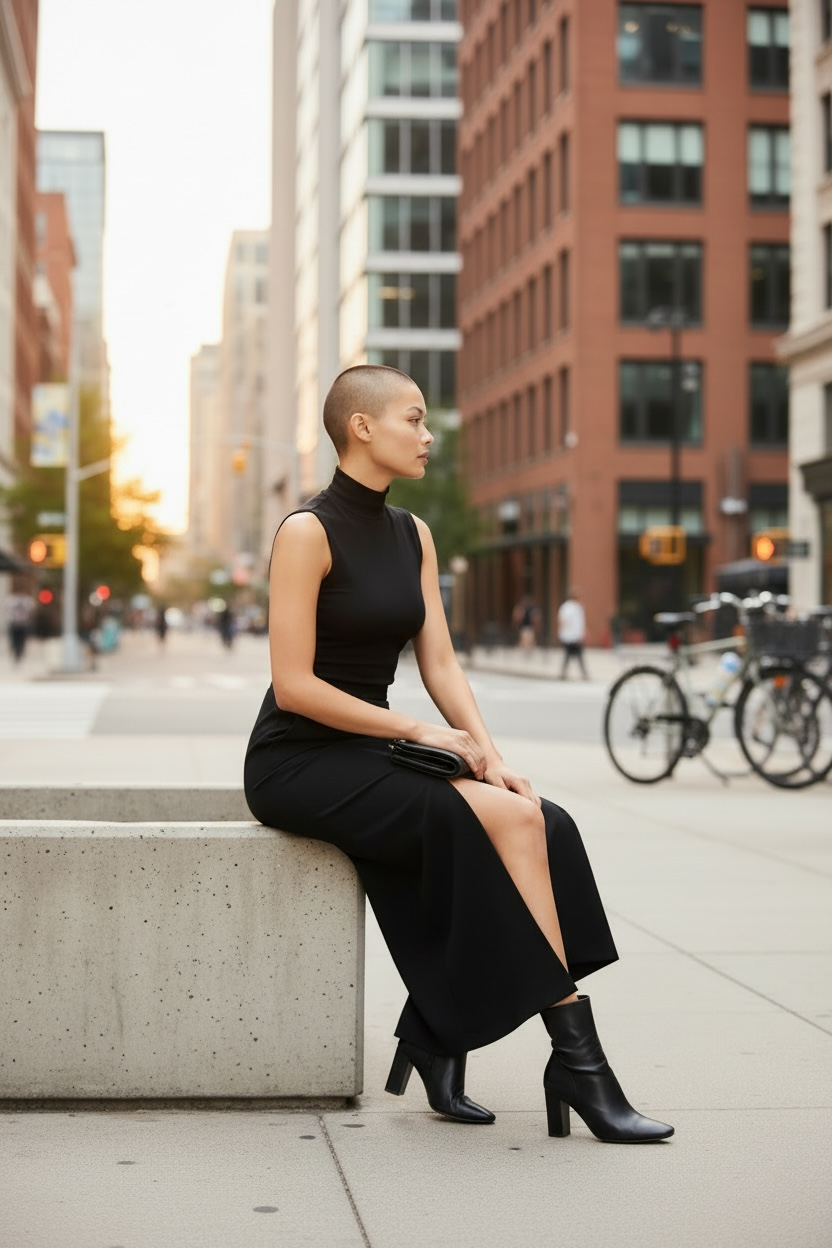 Dana Buchman Black Dinner Party Front-Slit Long Skirt 4