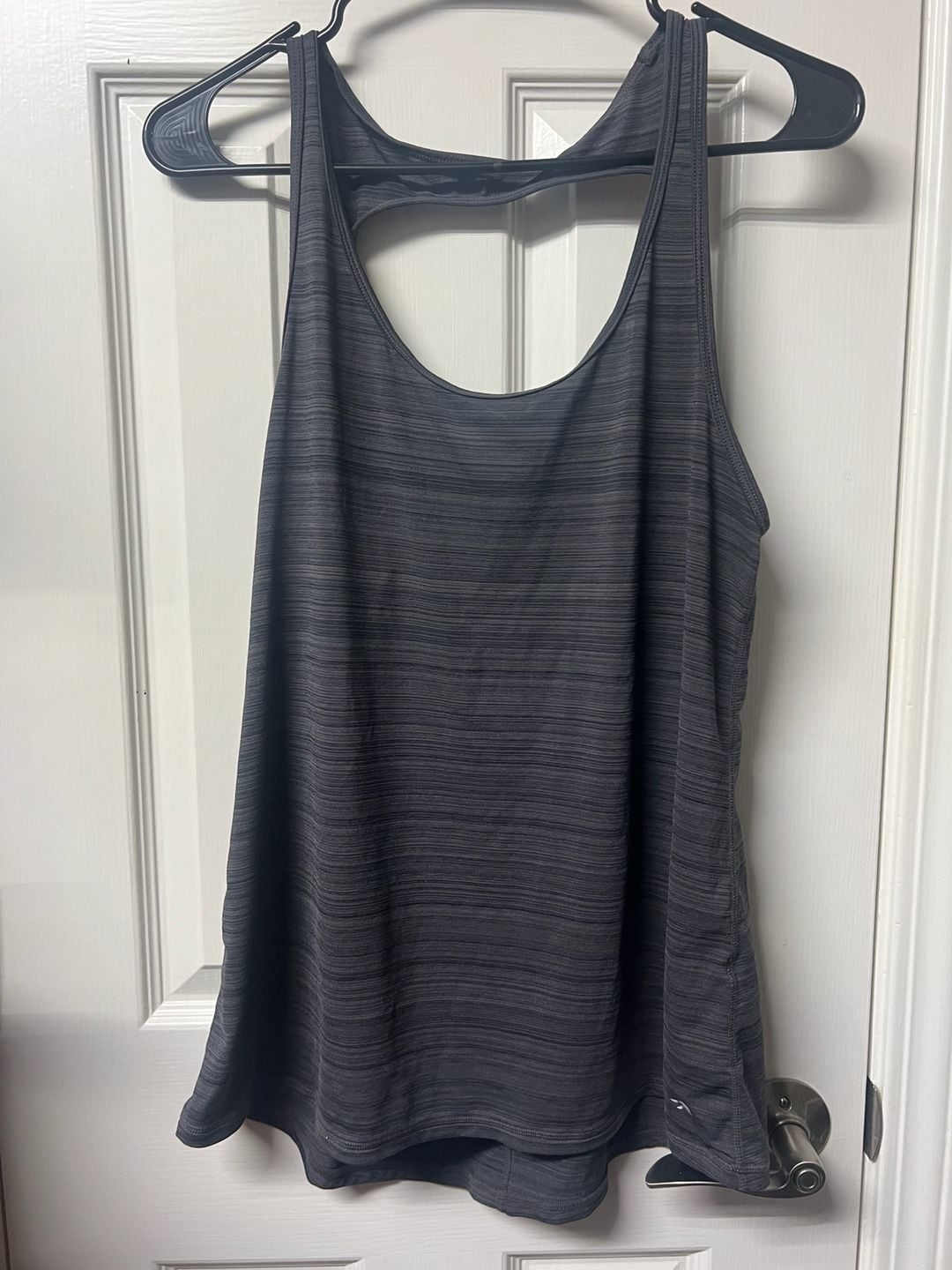 Ideology Women's Charcoal Striped Open Back Athletic Tank Top 2