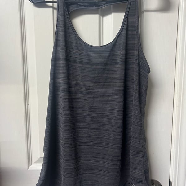 Ideology Women's Charcoal Striped Open Back Athletic Tank Top