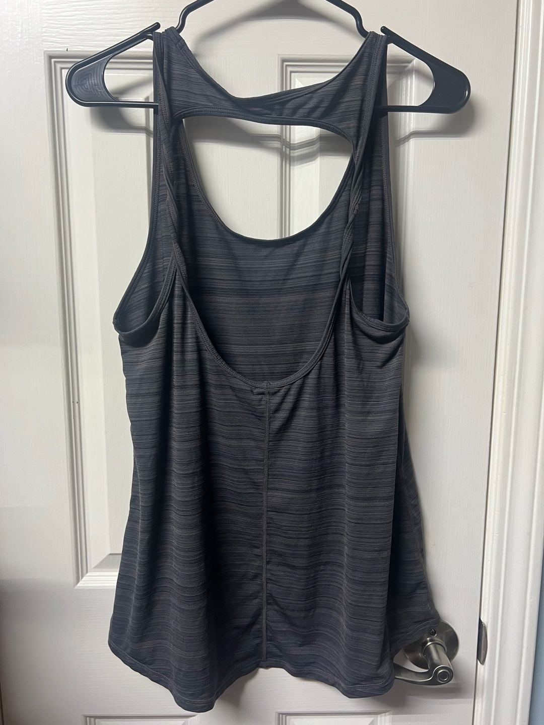 Ideology Women's Charcoal Striped Open Back Athletic Tank Top 3