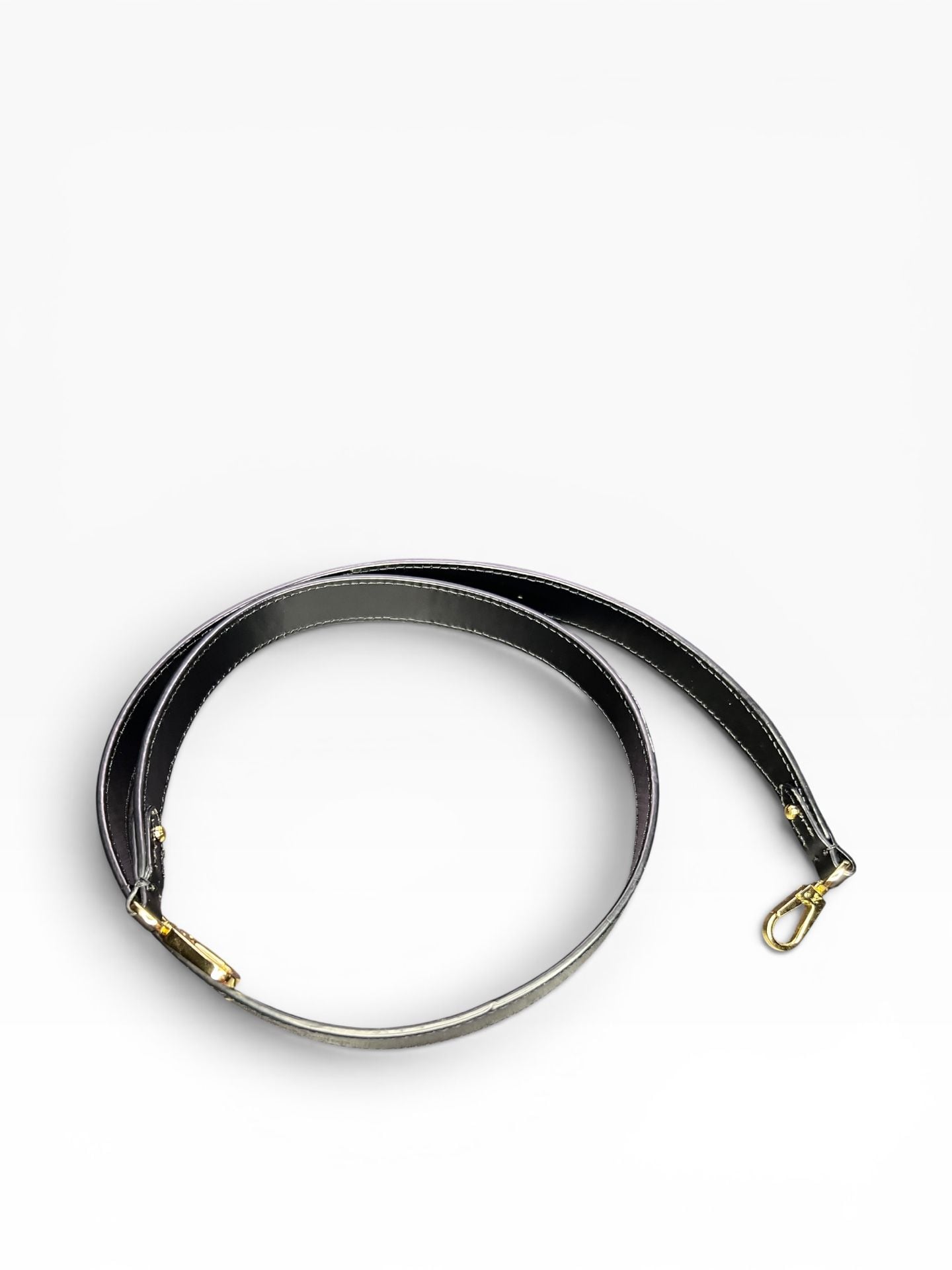 Black Leather Replacement Shoulder Strap with Gold-Tone Hardware 2