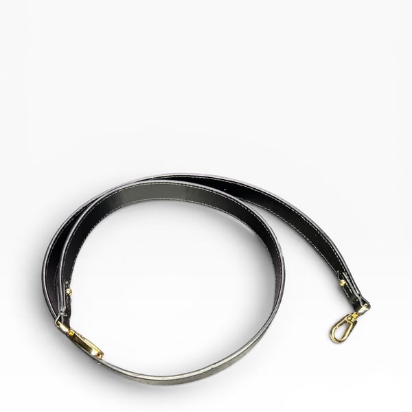 Black Leather Replacement Shoulder Strap with Gold-Tone Hardware