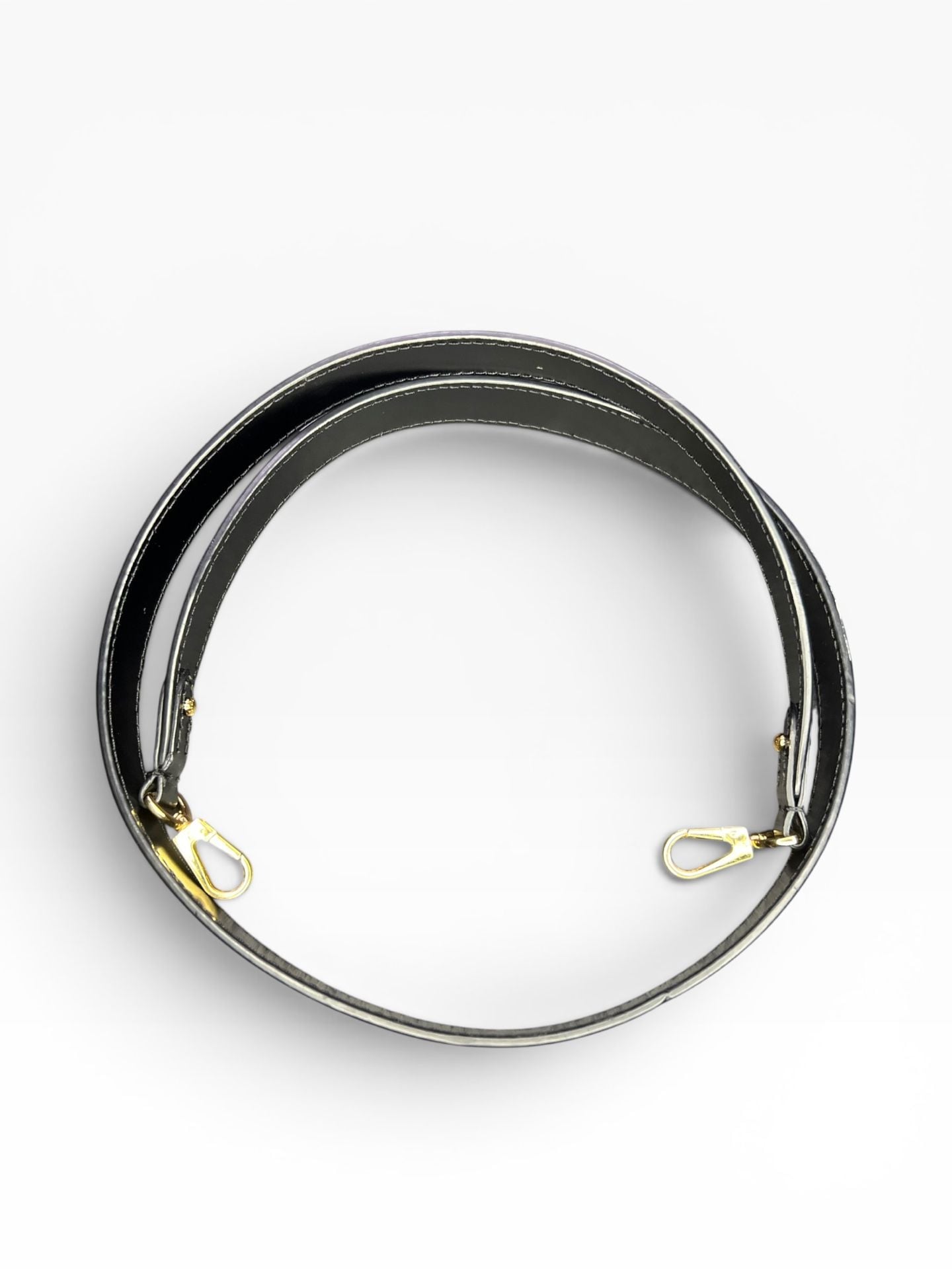 Black Leather Replacement Shoulder Strap with Gold-Tone Hardware 3