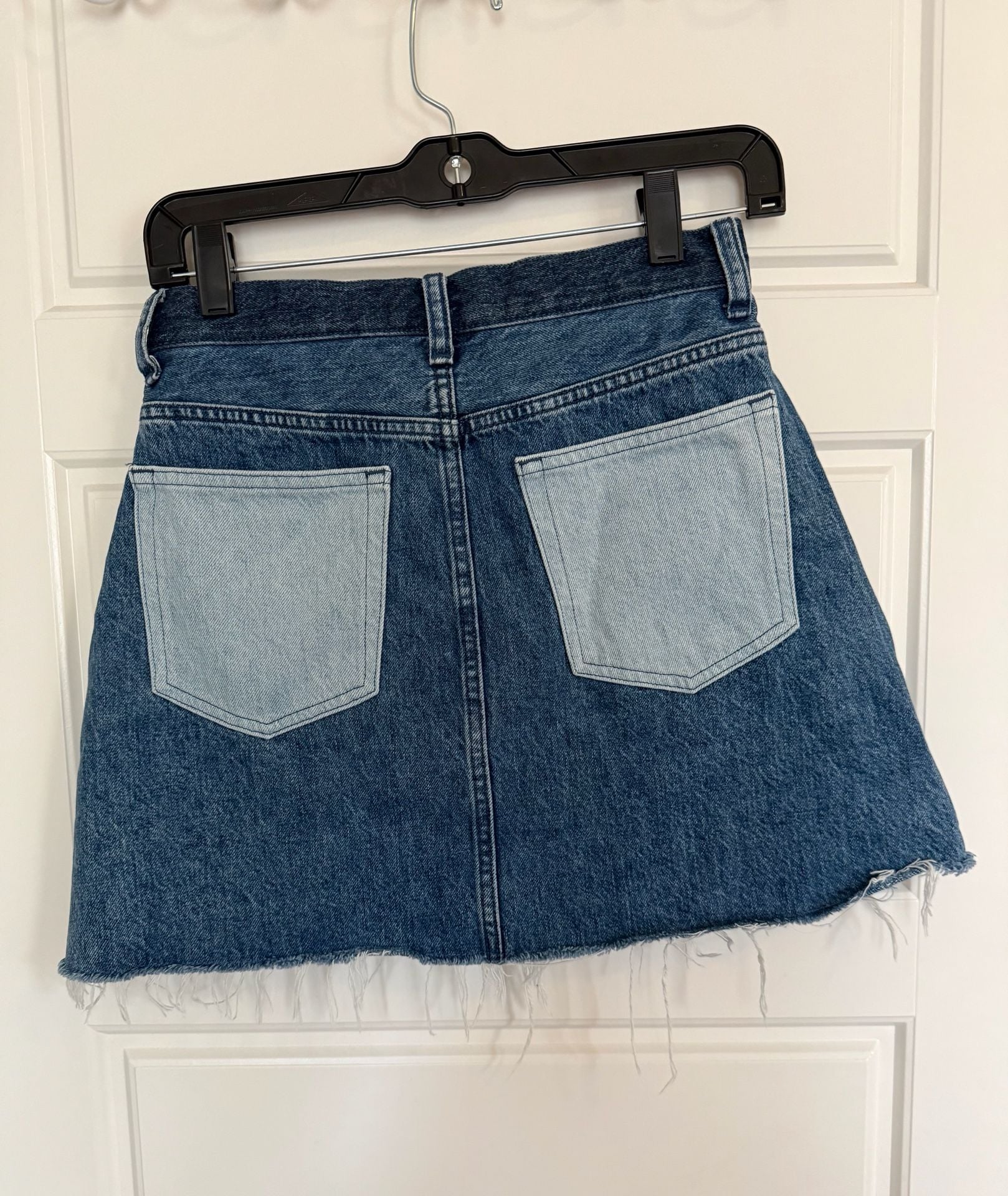 Everlane x Marques’ Almeida Denim Patchwork Mini Skirt Contrast Pockets Size 24 4
