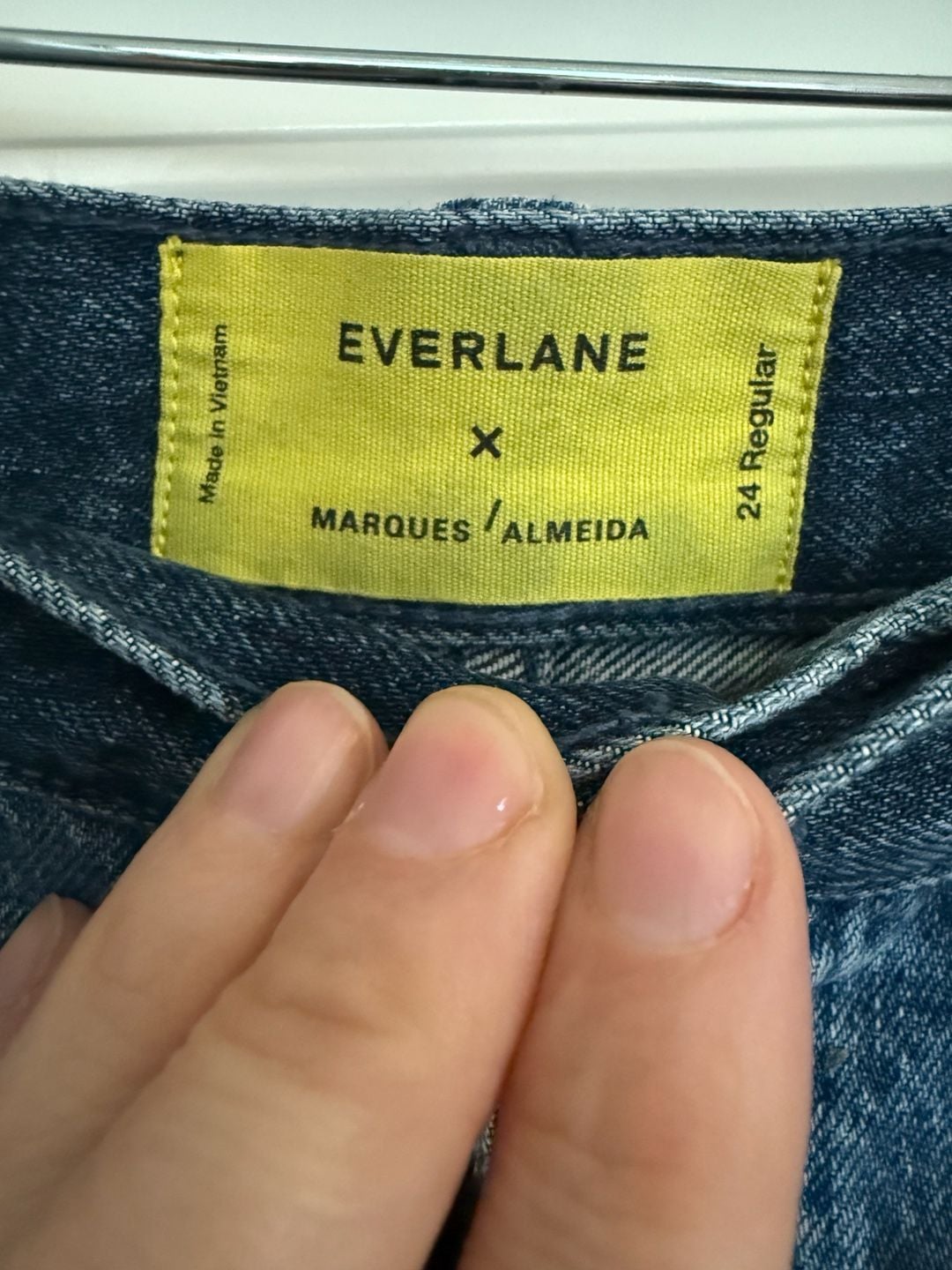 Everlane x Marques’ Almeida Denim Patchwork Mini Skirt Contrast Pockets Size 24 5
