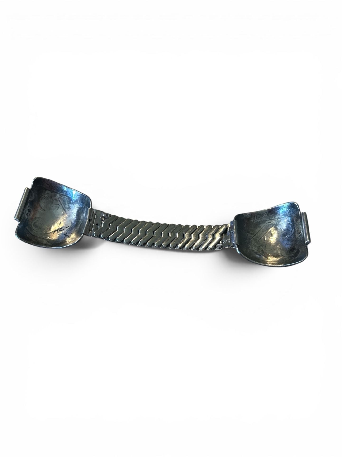 Native American Southwestern Sterling Silver Turquoise and Spiny Oyster Inlay Watch Cuff Ends 2
