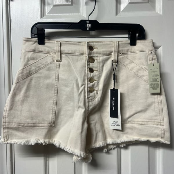 Liverpool Los Angeles Eco Christine Hi-Rise Fray Hem Button Fly Shorts