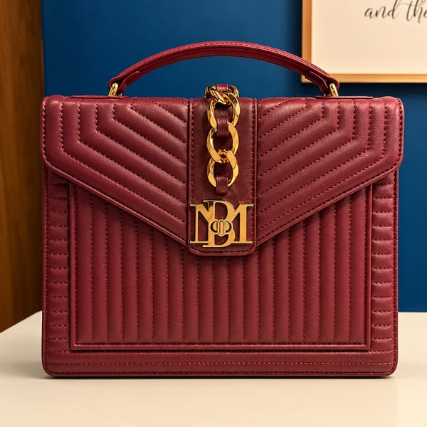 Badgley Mischka Quilted Vegan Leather Top Handle Crossbody Bag in Burgundy