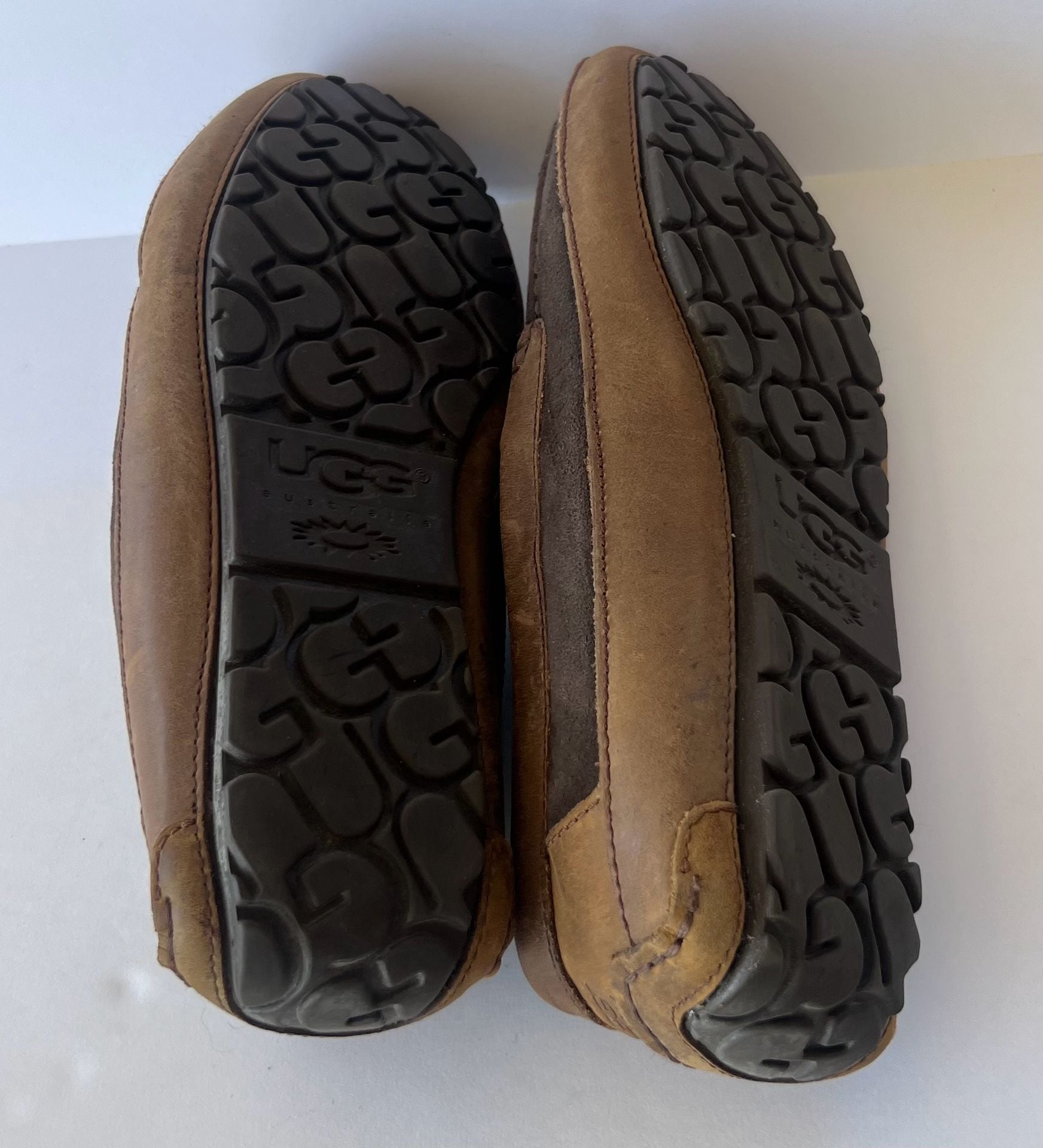 UGG Australia Byron Suede and Leather Shearling Lined Moccasin Slippers 7