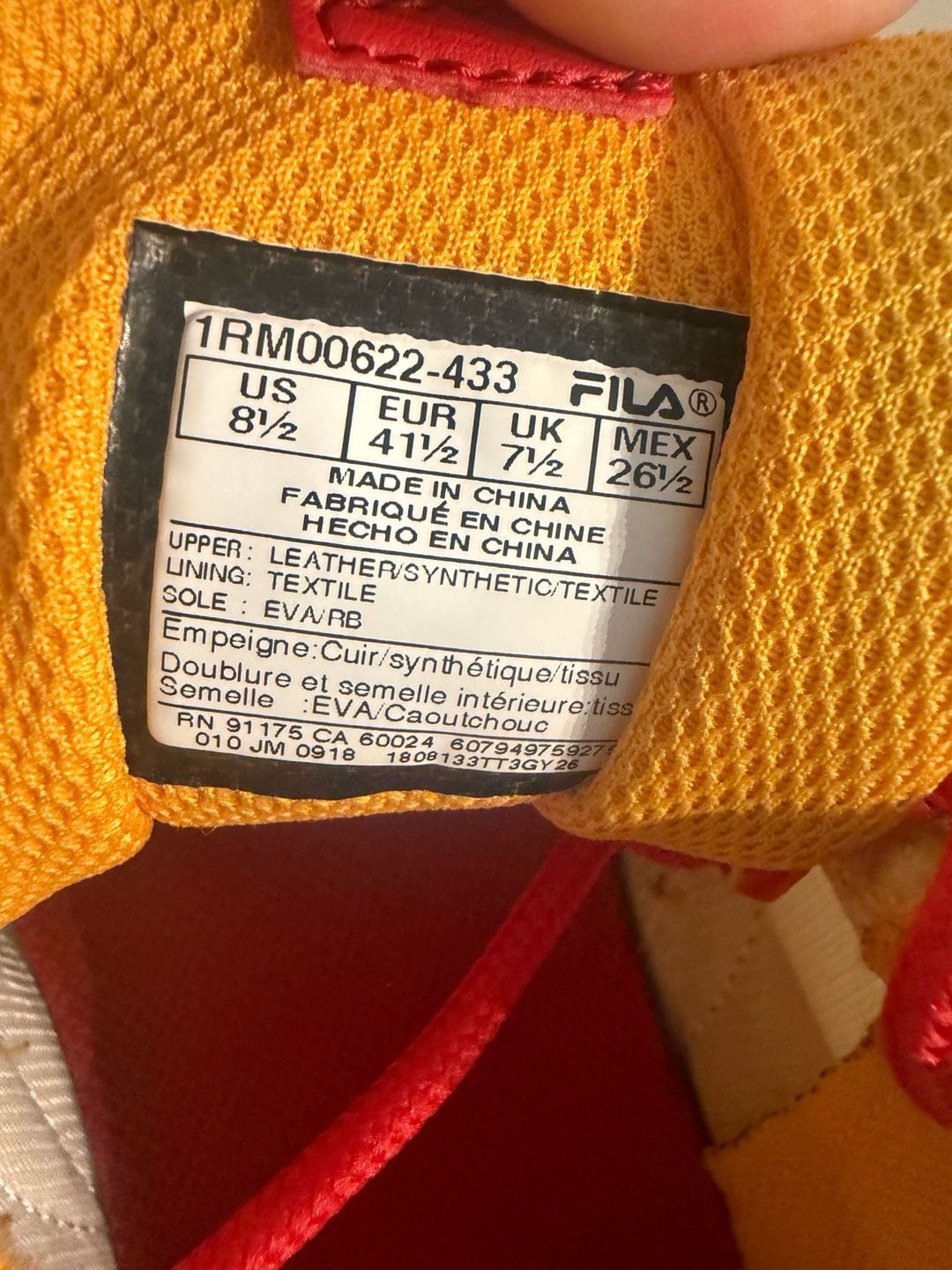 Fila Ray Tracer Men's Athletic Shoes Red and Yellow 5