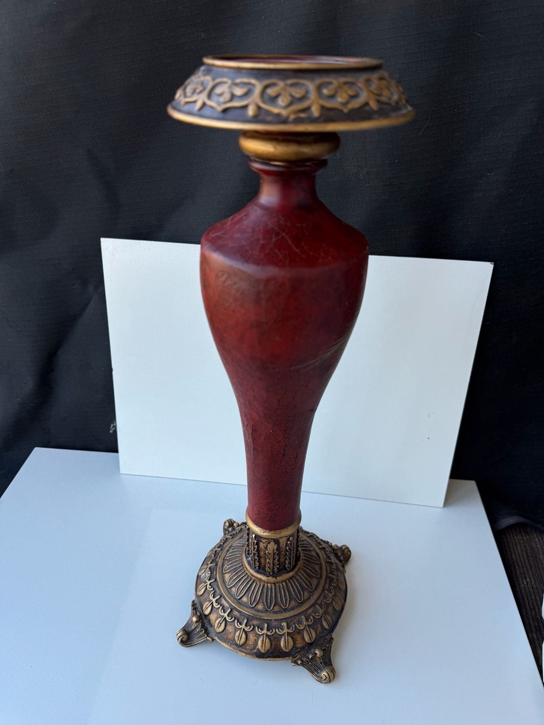 Cambria Cinnabar Decorative Candleholder with Pinecone Motif 5
