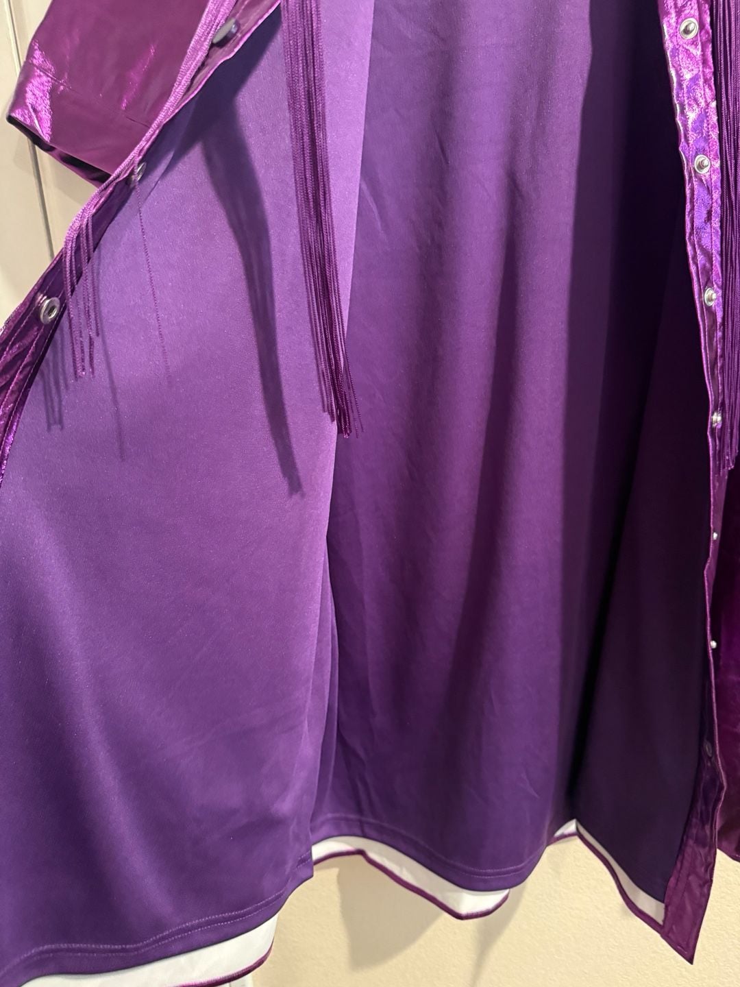 TCEC Metallic Purple Faux Leather Fringe Button-Down Dress Sz.L BNWOT 12