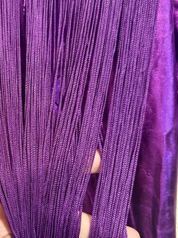 TCEC Metallic Purple Faux Leather Fringe Button-Down Dress Sz.L BNWOT 6