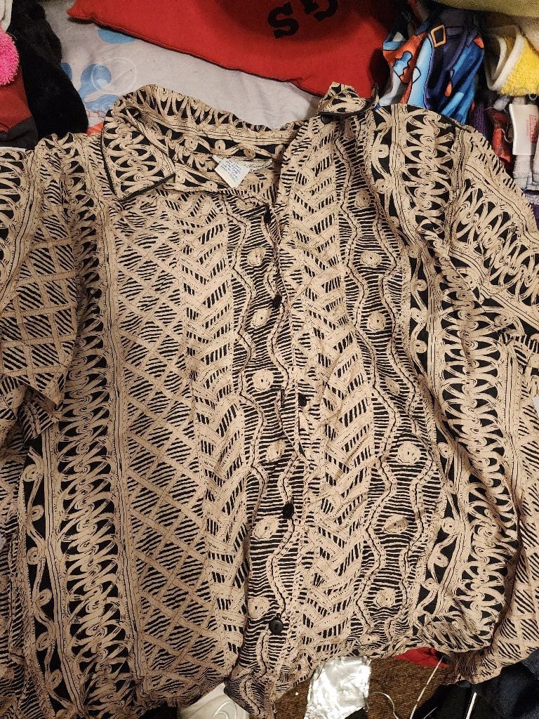 Vintage Abstract Print Button Down Shirt 1