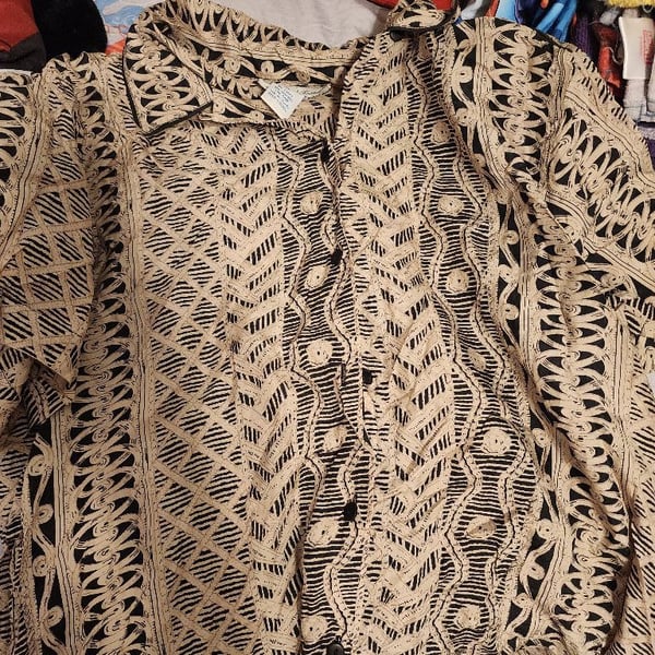 Vintage Abstract Print Button Down Shirt