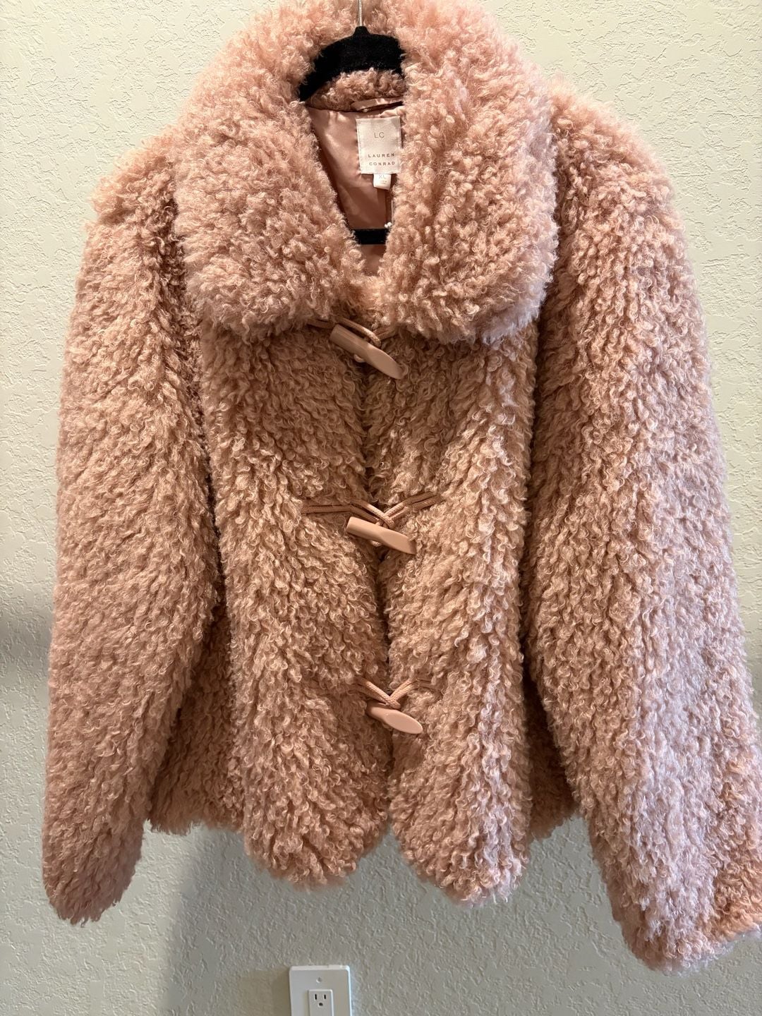 LC Lauren Conrad Faux Fur Toggle Jacket in Soft Mauve 1