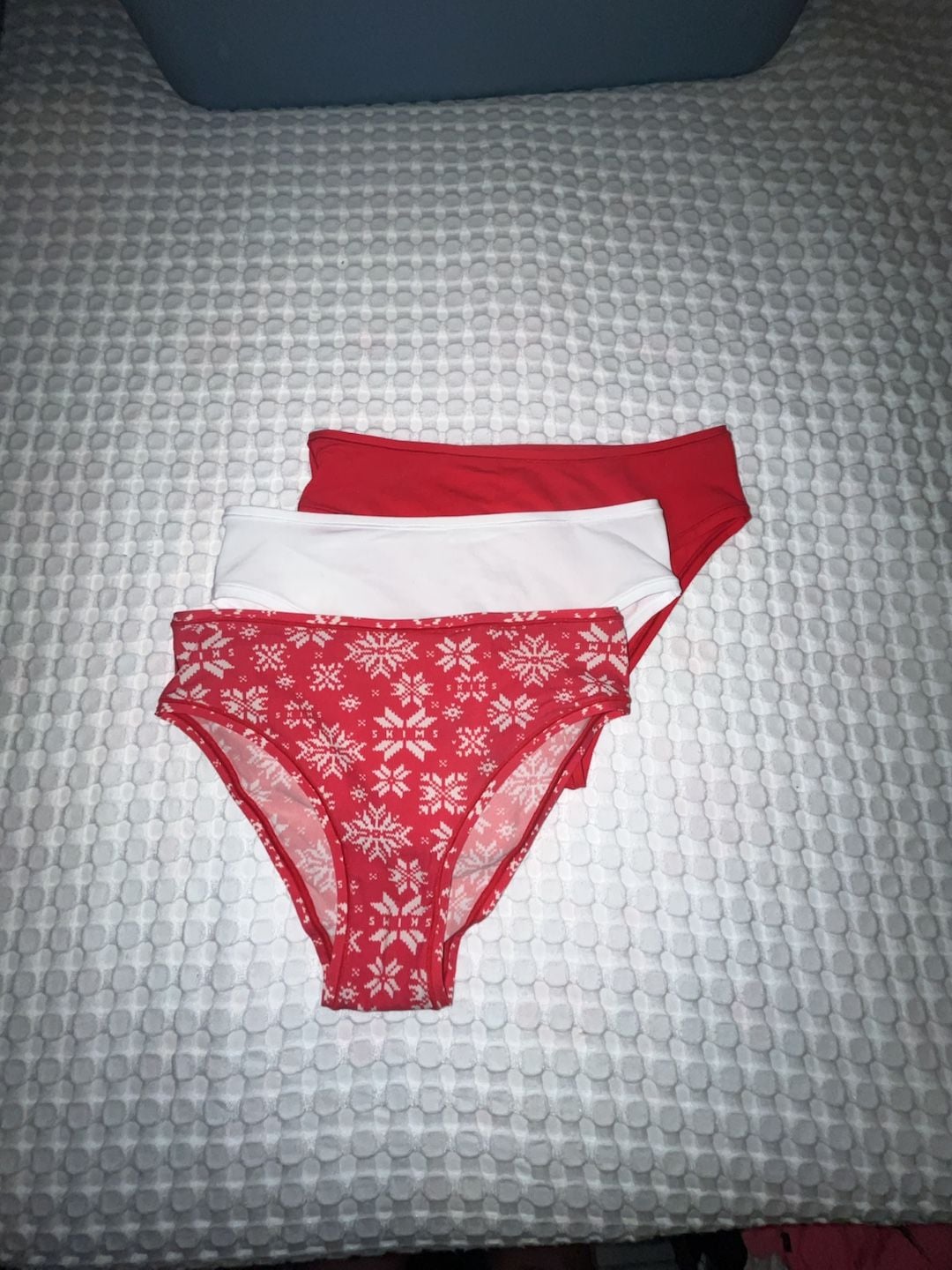 SKIMS Holiday Snowflake Print Seamless Mid-Waist Briefs, 3-Pack 1