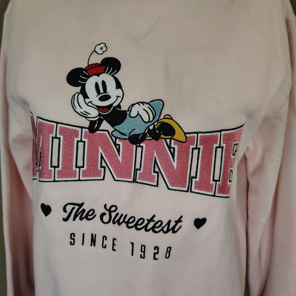 Disney Minnie Mouse The Sweetest Since 1928 Pink Graphic Crewneck Sweatshirt