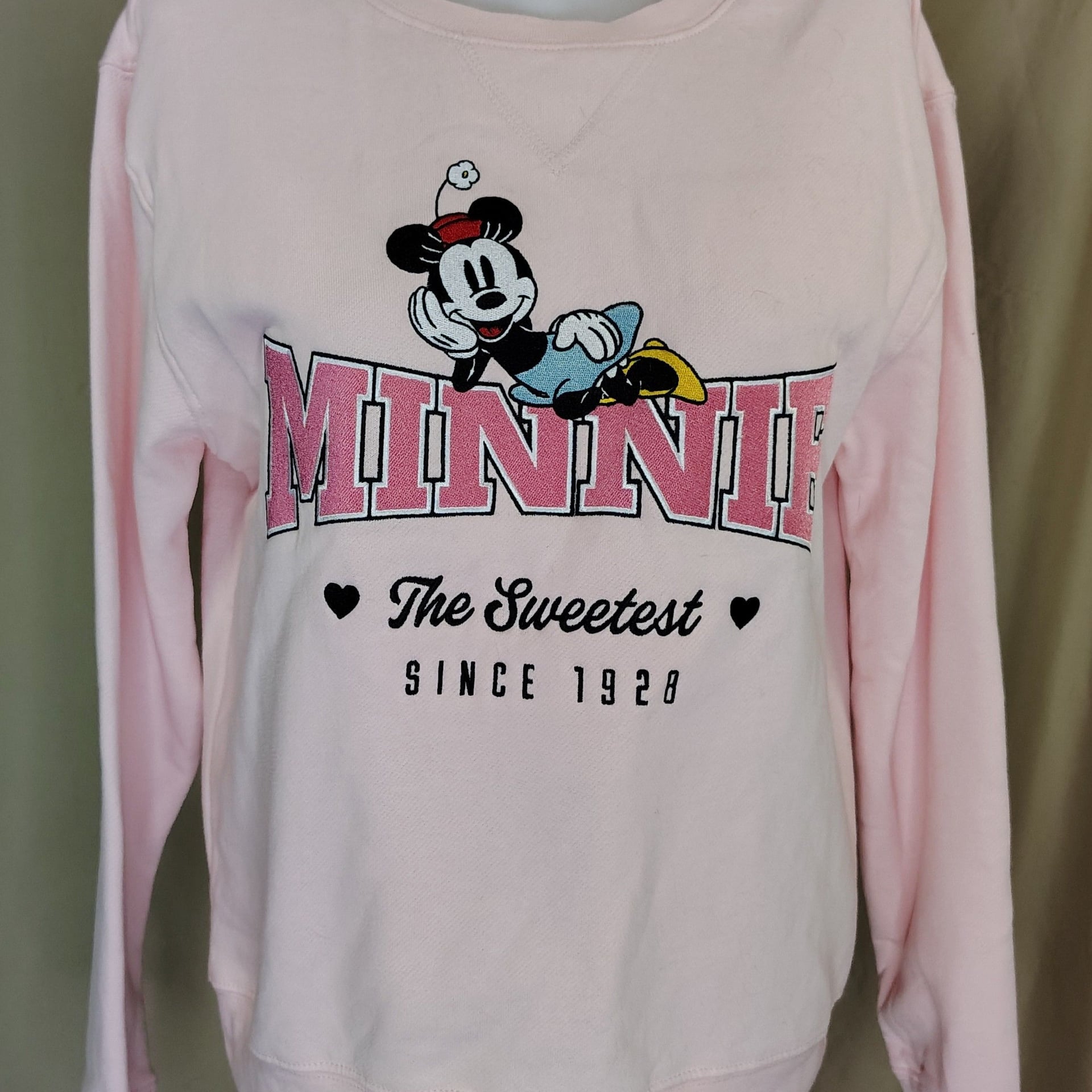 Disney Minnie Mouse The Sweetest Since 1928 Pink Graphic Crewneck Sweatshirt 2