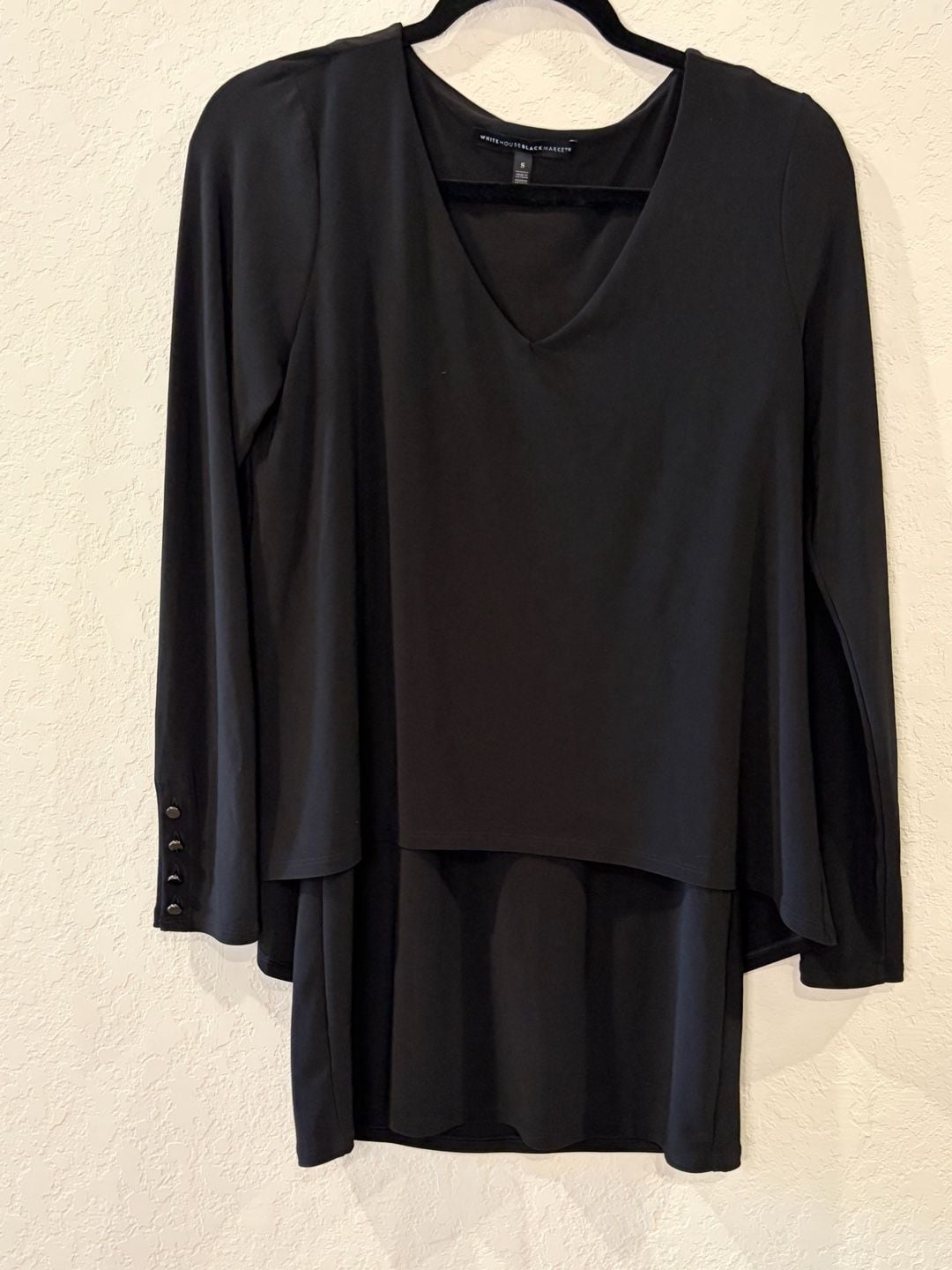 White House Black Market Women's Long Sleeve Double Layer V-Neck Tunic 1