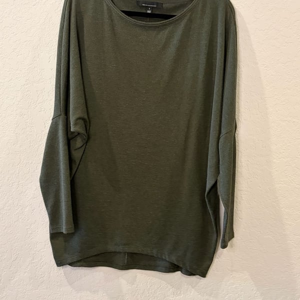 White House Black Market Olive Green Long Sleeve Dolman Top