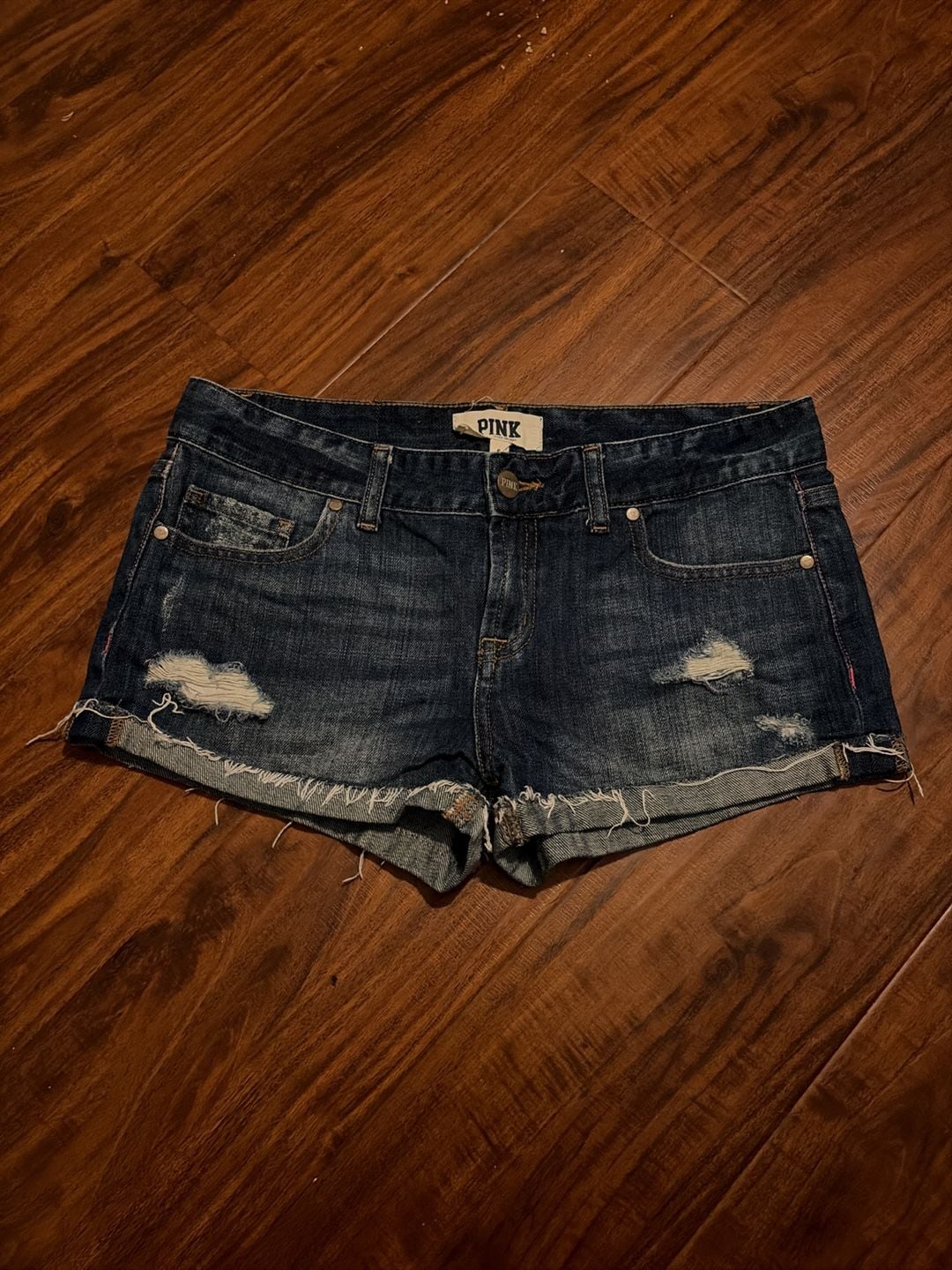 PINK Victoria's Secret Distressed Cut-Off Denim Shorts, Size 6 2