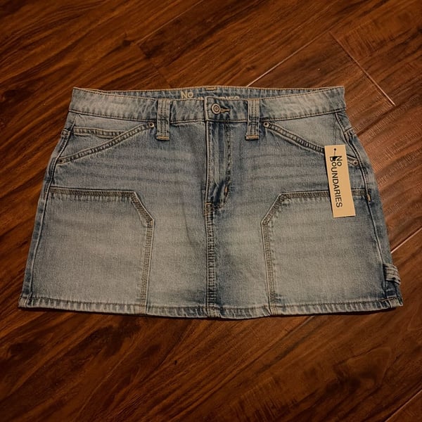 No Boundaries Carpenter Micro Denim Skirt