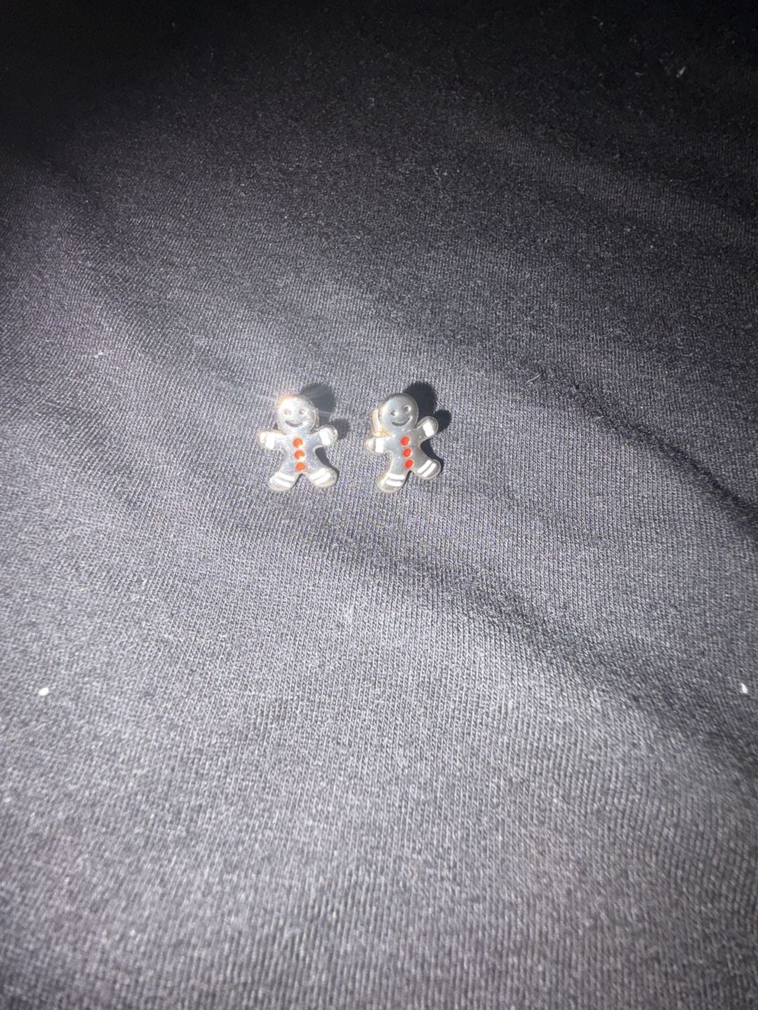 Silver Tone Gingerbread Man Enamel Stud Earrings 2