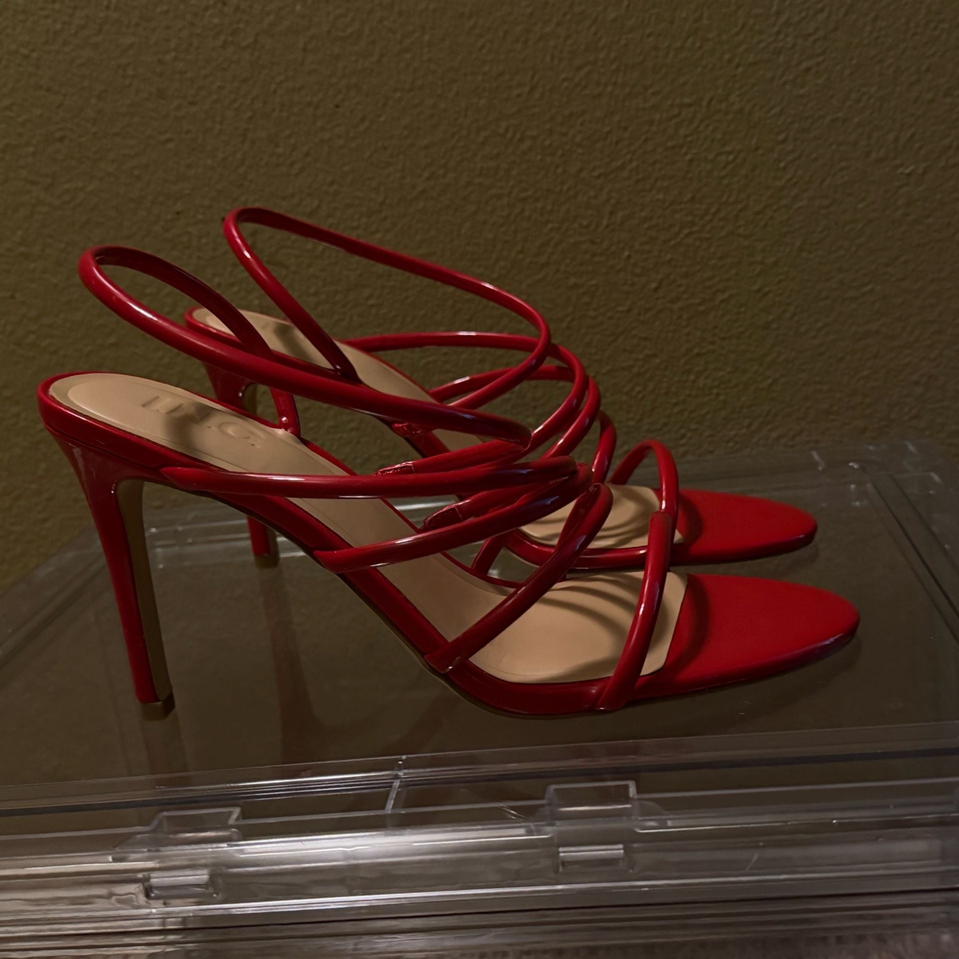 INC International Concepts GINNYP Red Patent Strappy Stiletto Sandals 2
