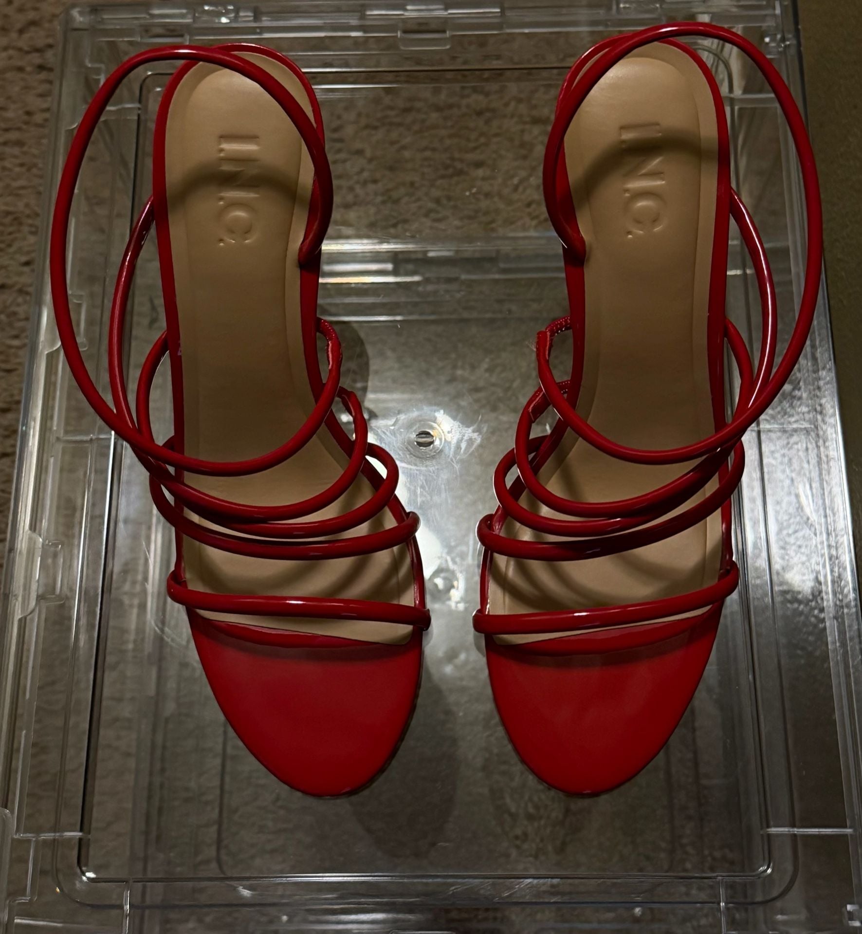 INC International Concepts GINNYP Red Patent Strappy Stiletto Sandals 3