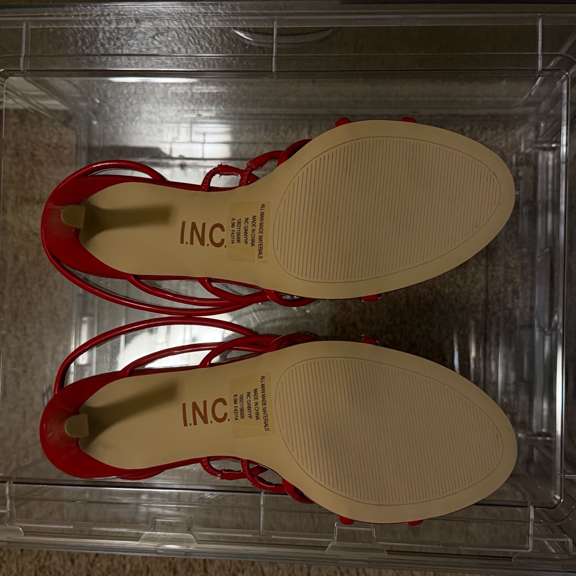 INC International Concepts GINNYP Red Patent Strappy Stiletto Sandals 5