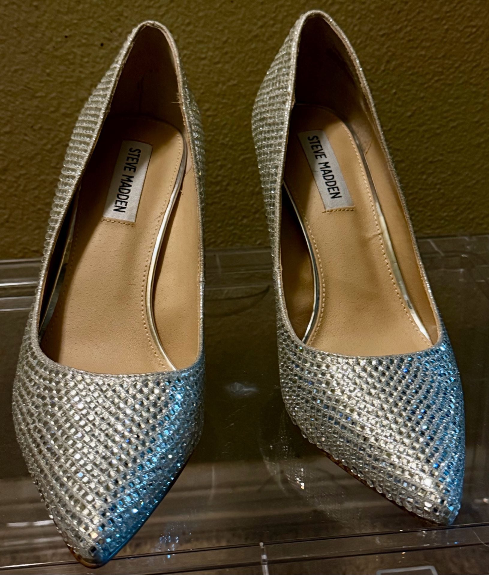 Steve Madden Laveda Silver Rhinestone Embellished Pointed Toe Stiletto Pumps 1