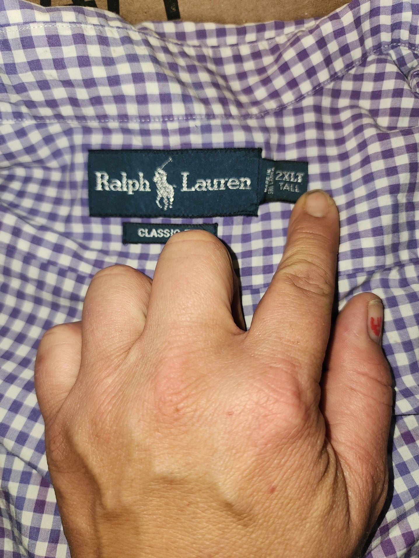 Ralph Lauren Classic Fit Long Sleeve Purple Gingham Check Button-Down Shirt 2XLT 1