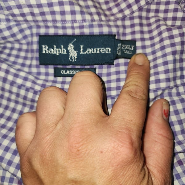 Ralph Lauren Classic Fit Long Sleeve Purple Gingham Check Button-Down Shirt 2XLT