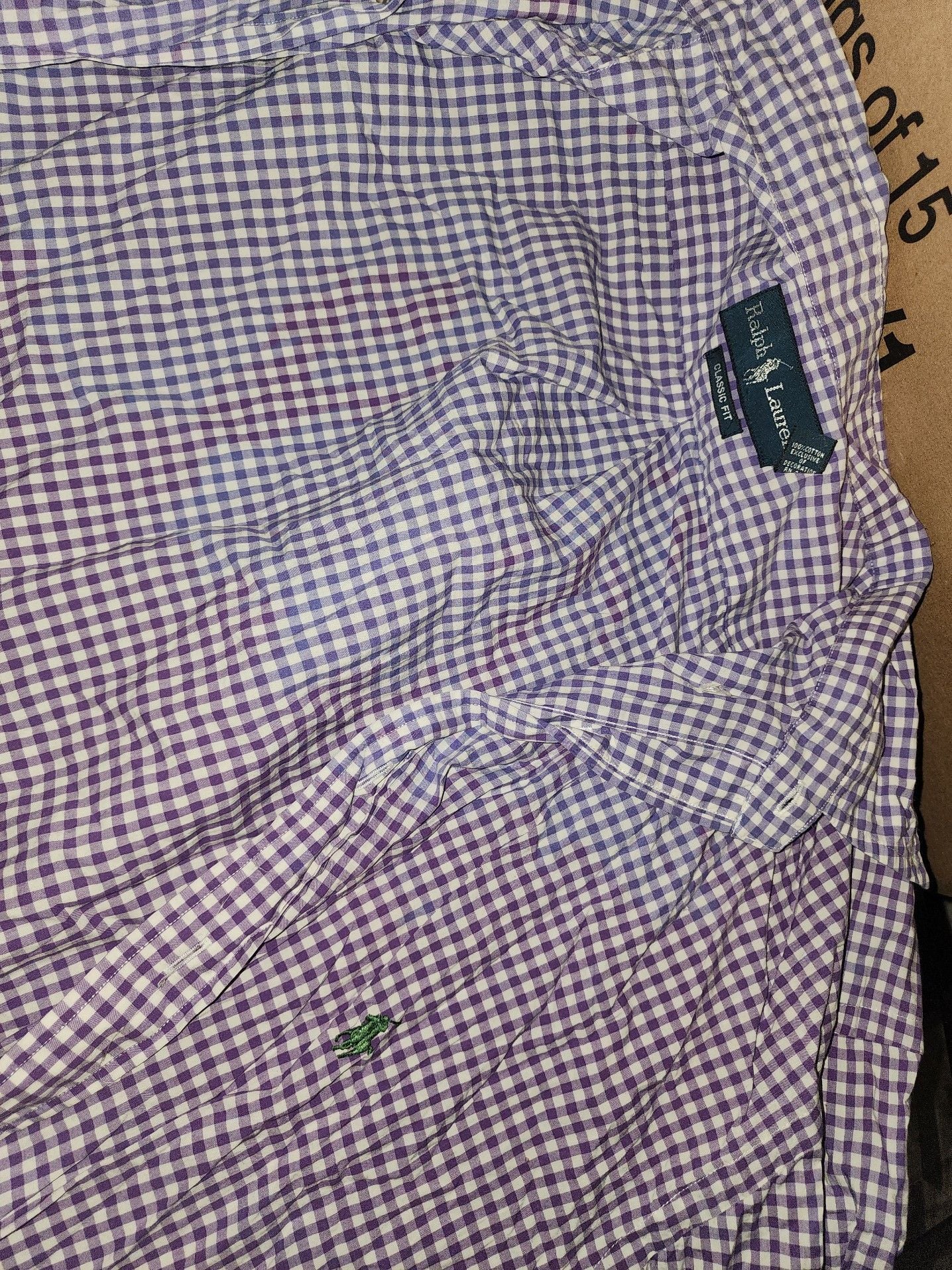 Ralph Lauren Classic Fit Long Sleeve Purple Gingham Check Button-Down Shirt 2XLT 2