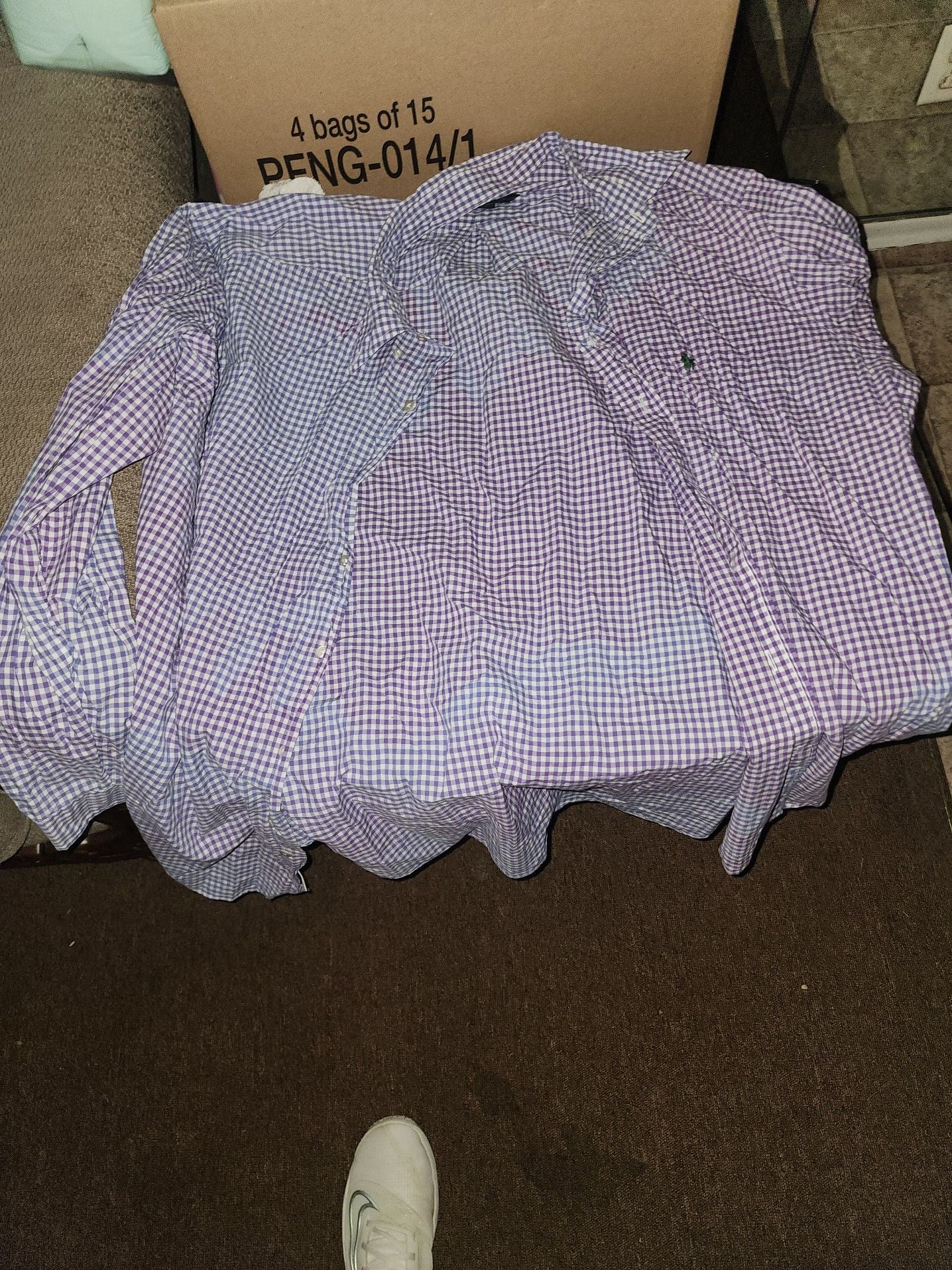 Ralph Lauren Classic Fit Long Sleeve Purple Gingham Check Button-Down Shirt 2XLT 3