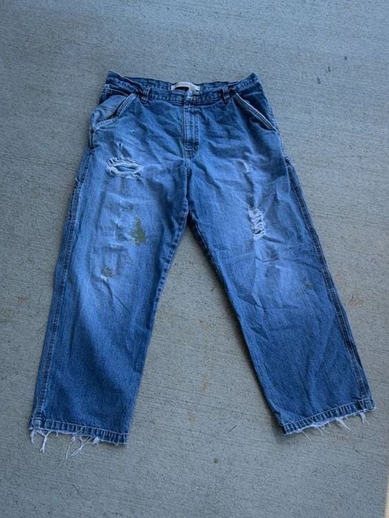 Vintage Canyon River Blues Men's Distressed Carpenter Denim Jeans Size 36x30 1