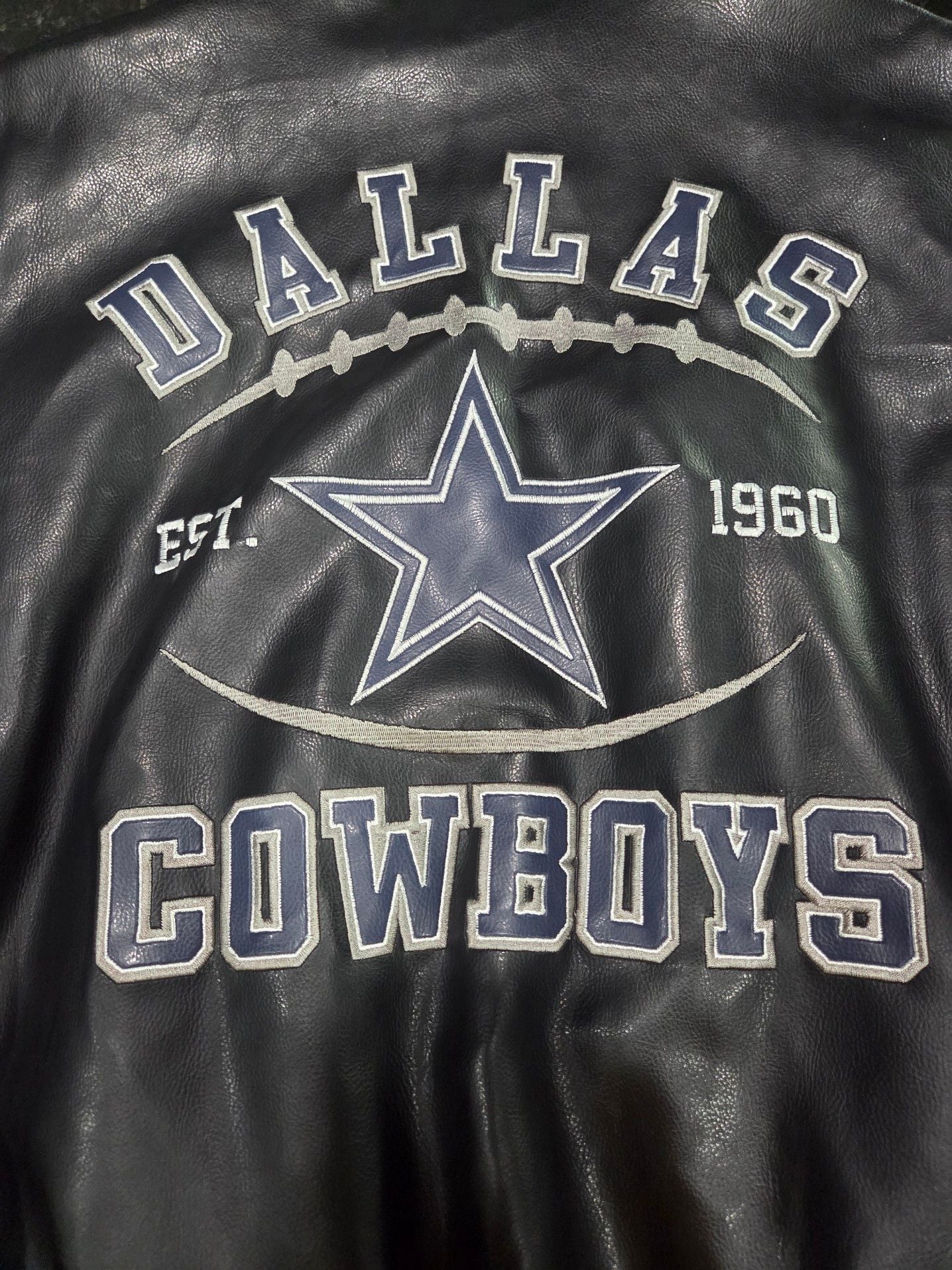 Vintage Dallas Cowboys NFL Full-Zip Leather Varsity Jacket. Large 9