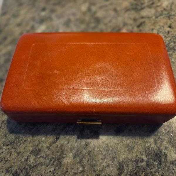 Vintage Buxton Saddle Cowhide Leather Travel Jewelry or Vanity Case