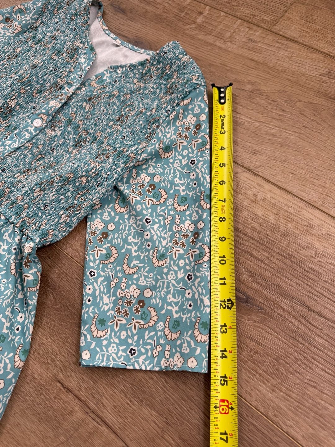 Floral Smocked Bodice Maxi Dress V Neck 3/4 Sleeve Cottagecore Boho Small 7
