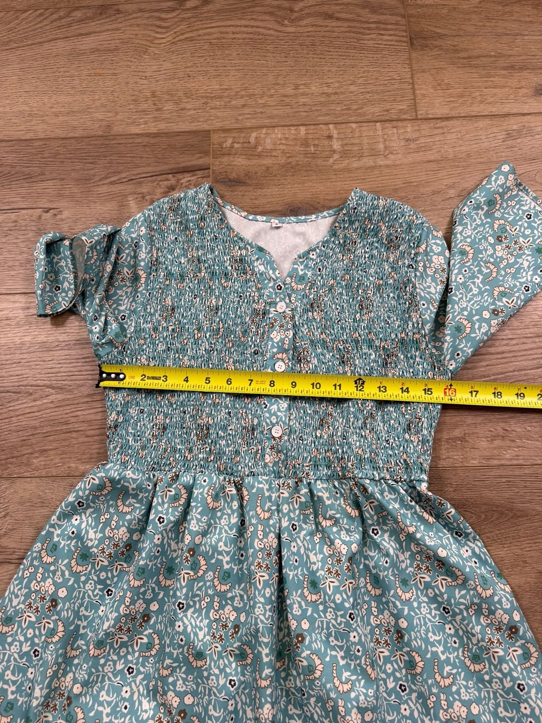 Floral Smocked Bodice Maxi Dress V Neck 3/4 Sleeve Cottagecore Boho Small 8