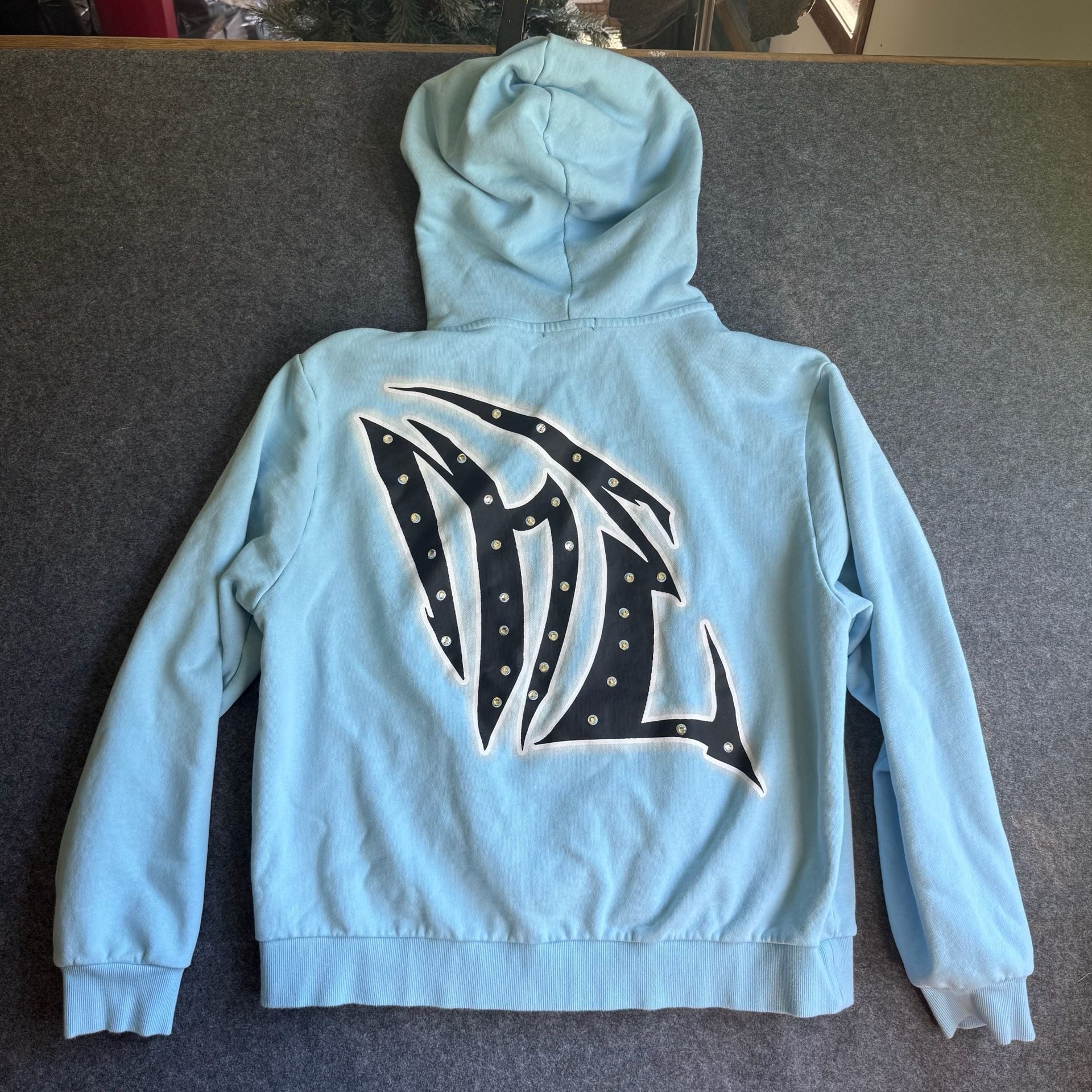 Mixed Emotion Blue Graffiti Zip-Up Hoodie XL 3