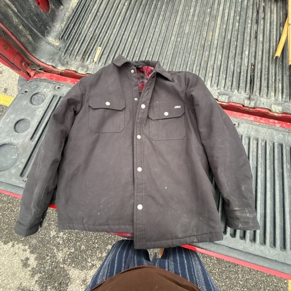 Genuine Dickies Men's Black Quilted Flannel Lined Canvas Shirt Jacket