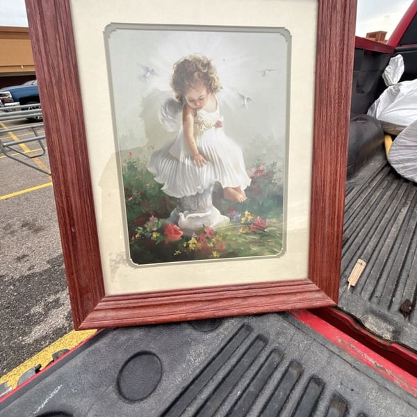 Heaven's Doves Angel Child Framed Art Print by Joyce Birkenstock (1999)
