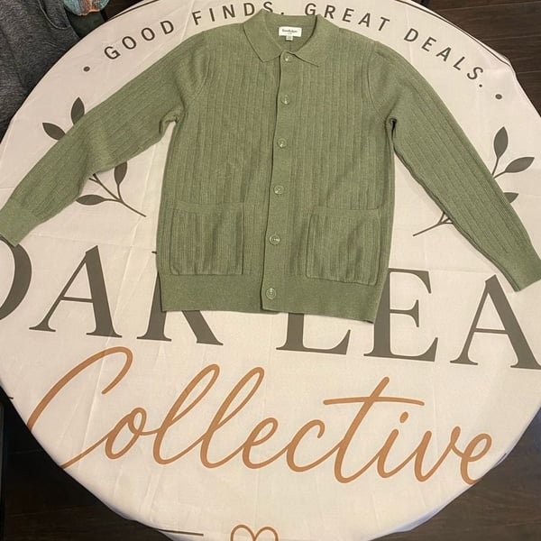 Goodfellow & Co Men's Collared Cardigan Sweater Green Size S