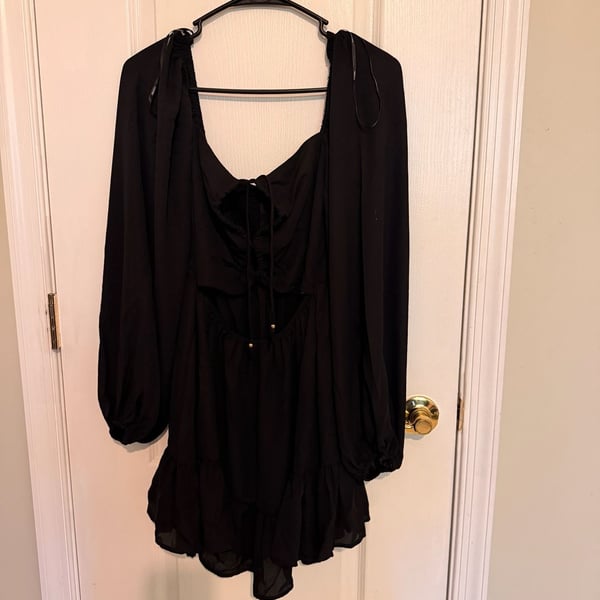 Princess Polly Natasha Long Sleeve Cutout Mini Dress in Black